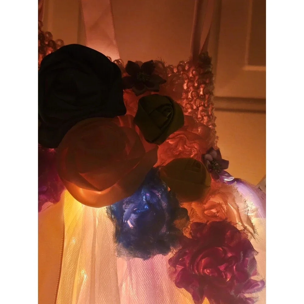 Unicorn Light Up Princess Dress it features a layered rainbow colored Size 10